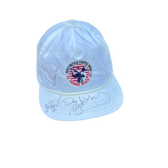 1992 United States Open Pebble Beach Signed Trucker Baseball Hat Leather Strap - Picture 1 of 15